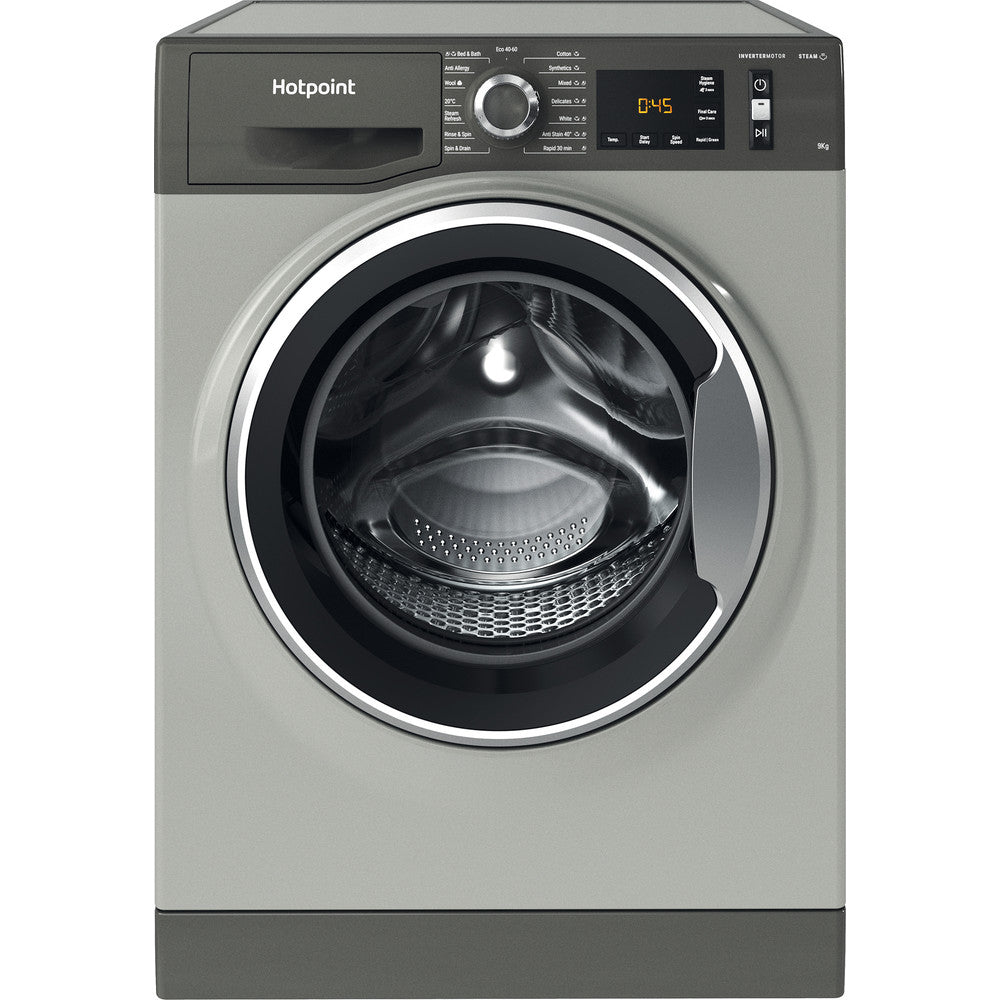 hotpoint-nm11948gcauk-9kg-1400-spin-washing-machine-graphite-graphite-1082406673 Hotpoint NM11948GCAUK 9kg 1400 Spin Washing Machine Graphite - Image 1