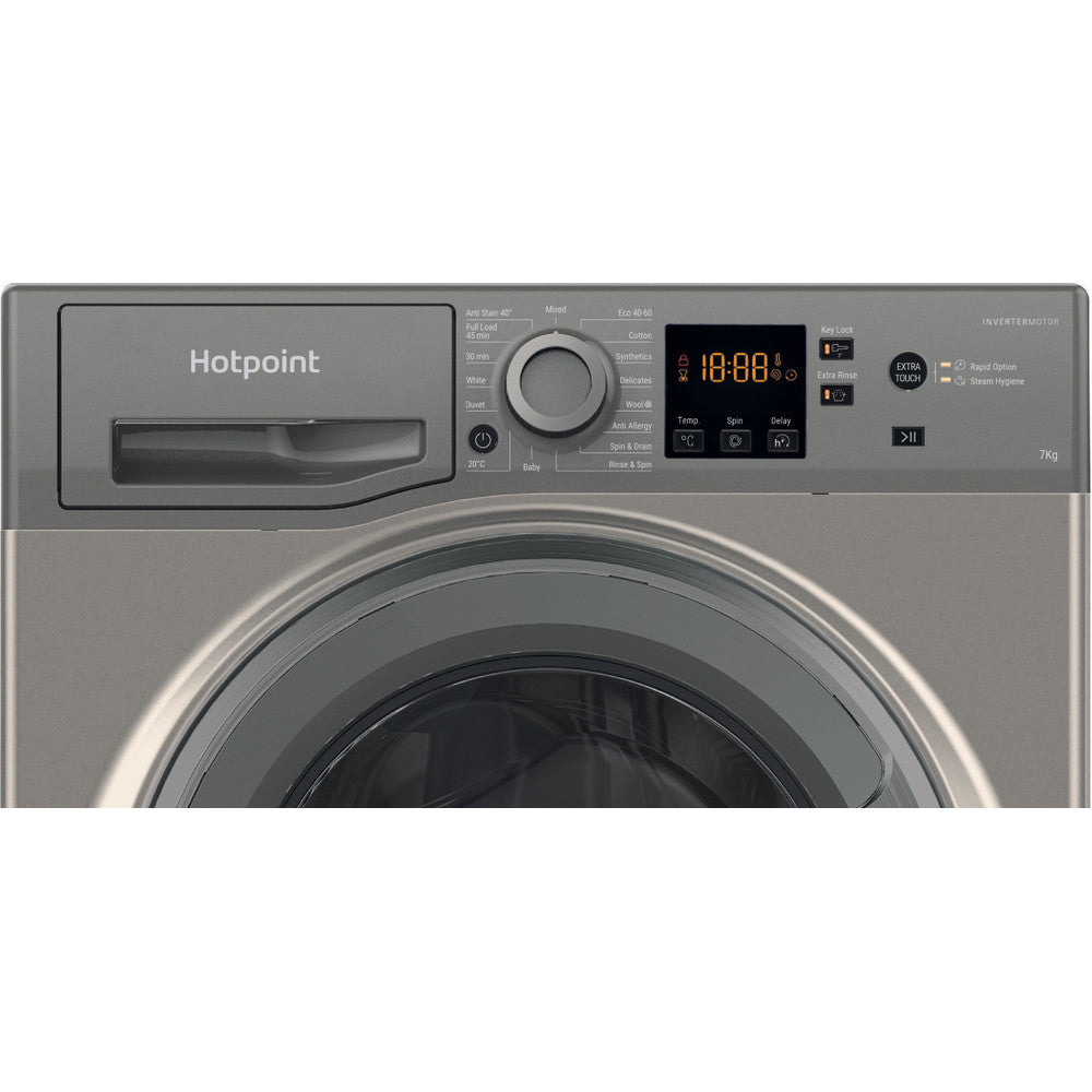 hotpoint-nswf7469gguk-7kg-1400-spin-anti-stain-washing-machine-graphite-graphite-1082406766 Hotpoint NSWF7469GGUK 7kg 1400 Spin Anti-Stain Washing Machine Graphite - Image 2