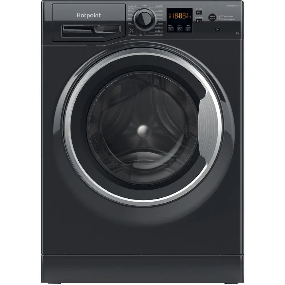hotpoint-nswm965cbsukn-9kg-1600-spin-washing-machine-black-black-1082407132 Hotpoint NSWM965CBSUKN 9kg 1600 Spin Washing Machine Black - Image 1
