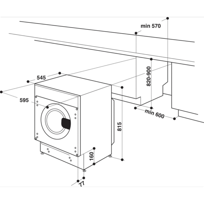 Indesit BIWDIL75148 7kg+5kg 1400 Spin Integrated Washer Dryer White - Image 3