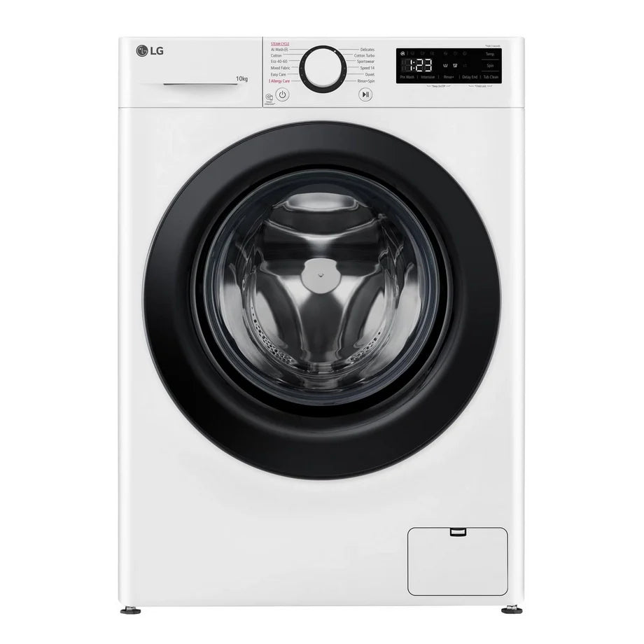 lg-f4y510wbln1-10kg-1400-spin-freestanding-front-load-washing-machine-white-1155125514 LG F4Y510WBLN1 10kg Steam 1400 Spin Freestanding Front Load Washing Machine White - A Rated - Image 1