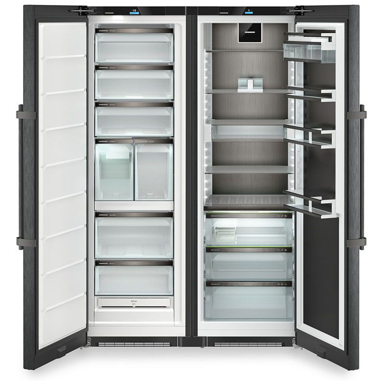 liebherr-peak-xrcbs5295-120cm-519l-freestanding-no-frost-side-by-side-fridge-freezer-black-steel-1154698150 Liebherr Peak XRCBS5295 120cm 519L Freestanding No Frost Side by Side Fridge Freezer Black Steel - Image 1