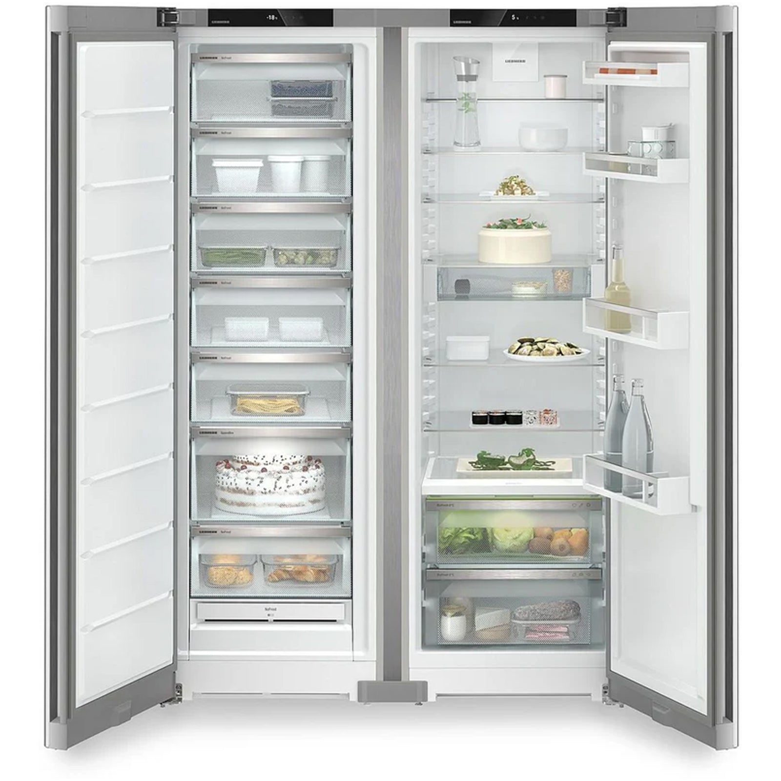 liebherr-plus-xrfsf5225-660l-bio-fresh-no-frost-side-by-side-freestanding-fridge-freezer-in-silver-1154706335 Liebherr Plus XRFSF5225 660L Bio Fresh No Frost Side by Side Freestanding Fridge Freezer in Silver - Image 1
