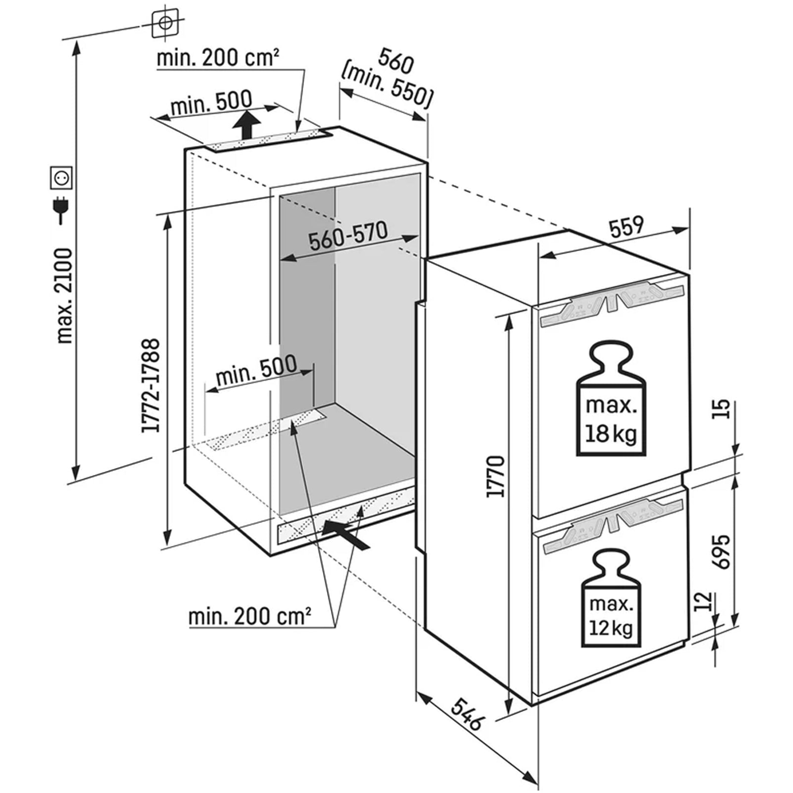 liebherr-pure-icnc5103-fully-integrated-fridge-freezer-with-easyfresh-and-nofrost-1154214424 Liebherr Pure ICNC5103 Fully Integrated fridge-freezer with EasyFresh and NoFrost - Image 3