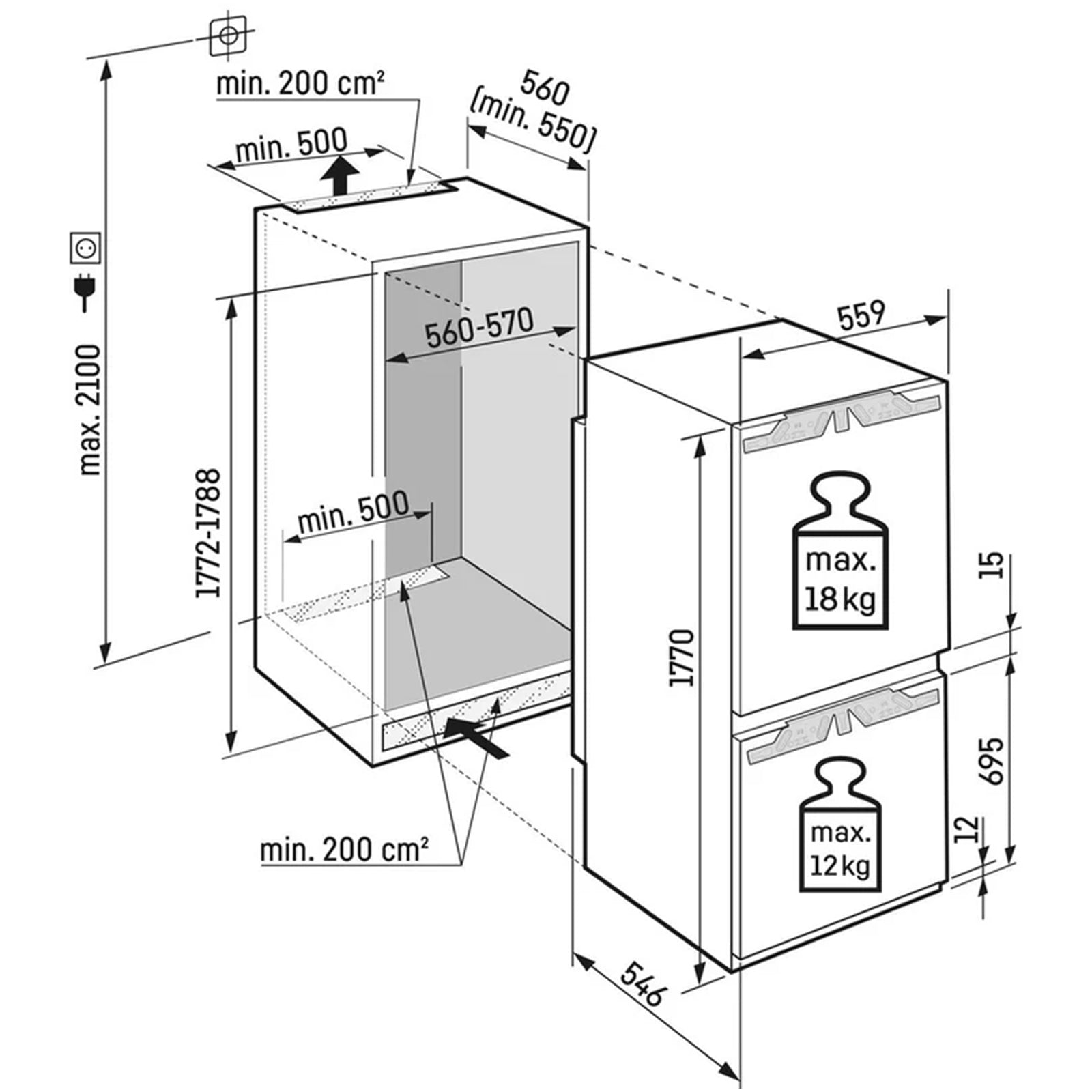 liebherr-pure-icne5103-178cm-253l-easy-fresh-no-frost-built-in-fridge-freezer-1154214416 Liebherr Pure ICNE5103 178cm 253L Easy Fresh No Frost Built in Fridge Freezer - Image 4