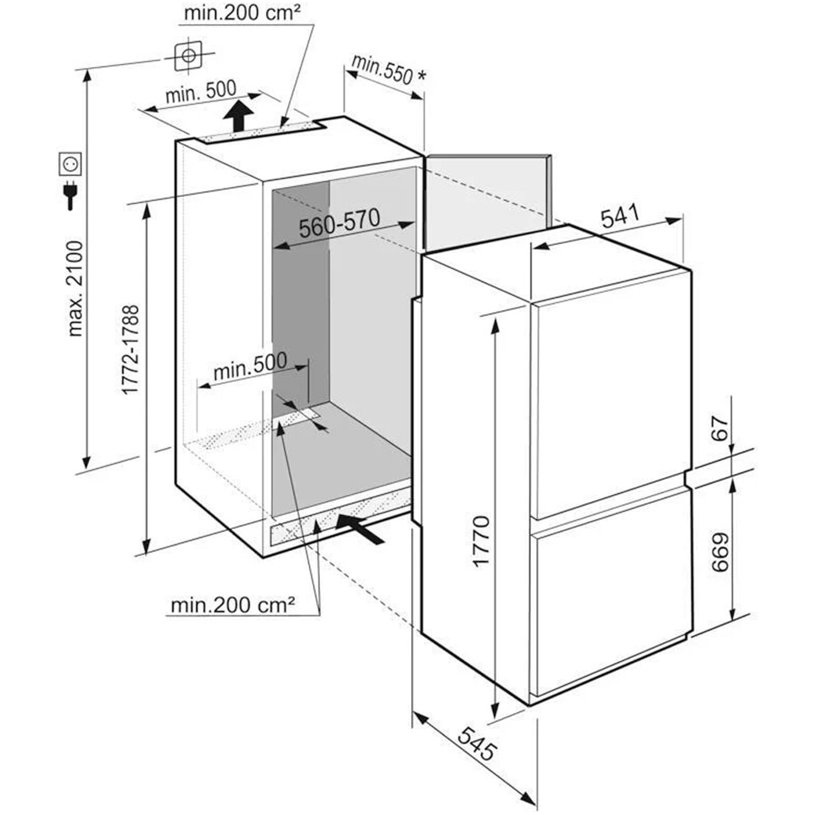 liebherr-pure-icse5103-178cm-easy-fresh-smart-frost-built-in-fridge-freezer-1154214412 Liebherr Pure ICSE5103 178cm Easy Fresh Smart Frost Built in Fridge Freezer - Image 4