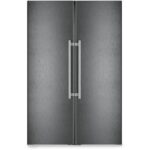 Liebherr XRFBS5295 665L No Frost Freestanding Side by Side Fridge Freezer with Ice Maker in Black Steel