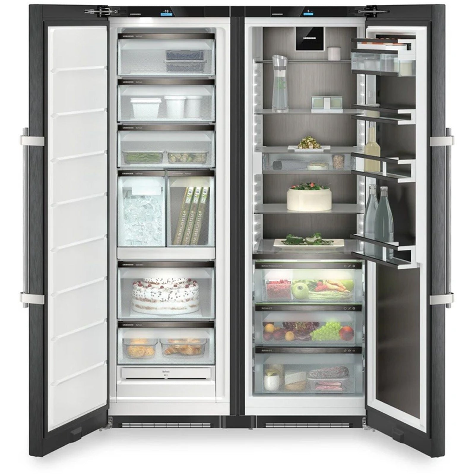 liebherr-xrfbs5295-665l-no-frost-freestanding-side-by-side-fridge-freezer-with-ice-maker-in-black-steel-1154698122 Liebherr XRFBS5295 665L No Frost Freestanding Side by Side Fridge Freezer with Ice Maker in Black Steel - Image 2