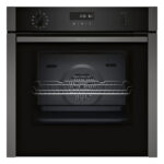 Neff B6ACH7AG7B N50 Slide & Hide Wifi Connected 60cm Built In Electric Single Oven with Pyrolytic Cleaning Graphite A+ Rated