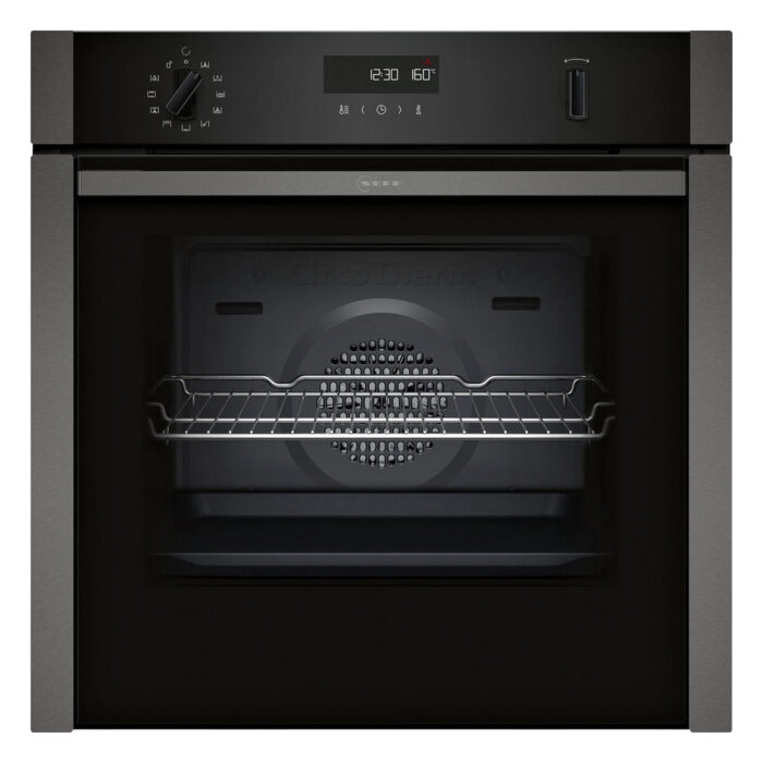 Neff B6ACH7AG7B N50 Slide & Hide Wifi Connected 60cm Built In Electric Single Oven with Pyrolytic Cleaning Graphite A+ Rated - Image 1