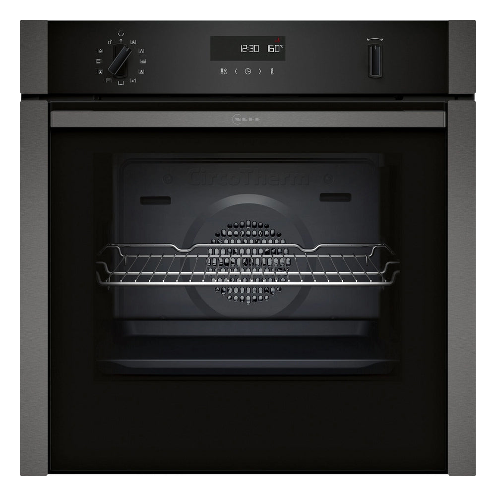 neff-b6ach7ag7b-n50-slide-hide-wifi-connected-60cm-built-in-electric-single-oven-with-pyrolytic-cleaning-graphite-a-rated-1159851890 Neff B6ACH7AG7B N50 Slide & Hide Wifi Connected 60cm Built In Electric Single Oven with Pyrolytic Cleaning Graphite A+ Rated - Image 1