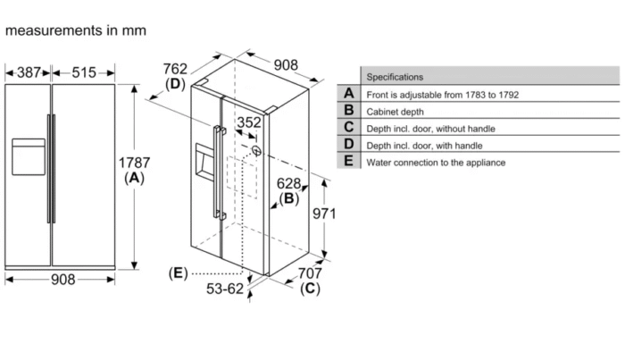 Neff N70 KA3923IE0G Frost Free Freestanding American Fridge Freezer Stainless Steel - Image 11