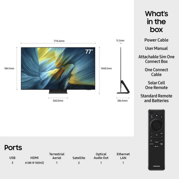 Samsung QE77S95FATXXU 77 Inch S95F OLED 4K Ultra HD HDR Smart AI TV 2025 - Image 4