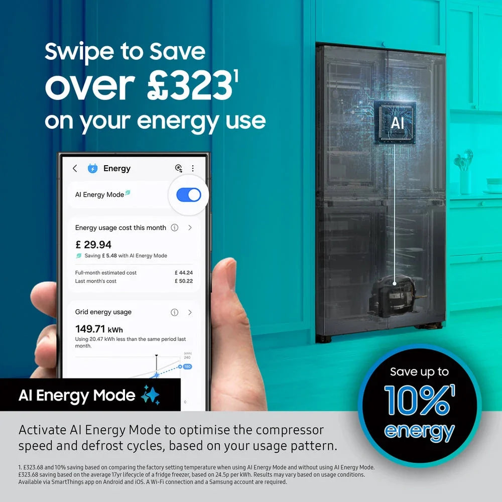 samsung-rs70f64kefeu-series-6-bespoke-ai-91cm-side-by-side-american-style-fridge-freezer-in-black-1166403556 Samsung RS70F64KEFEU Series 6 Bespoke AI 91cm Side by Side American Style Fridge Freezer in Black - Image 10