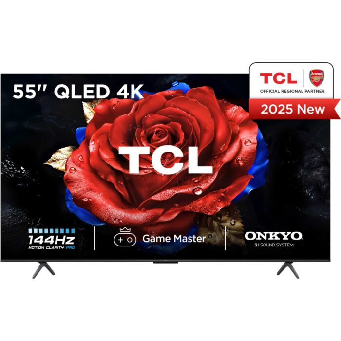 TCL 55T8C-UK 55 Inch T8C 4K QLED Ultra HD HDR Smart Google TV with 144Hz Motion Clarity Pro and Onkyo 2.1 sound - Image 1