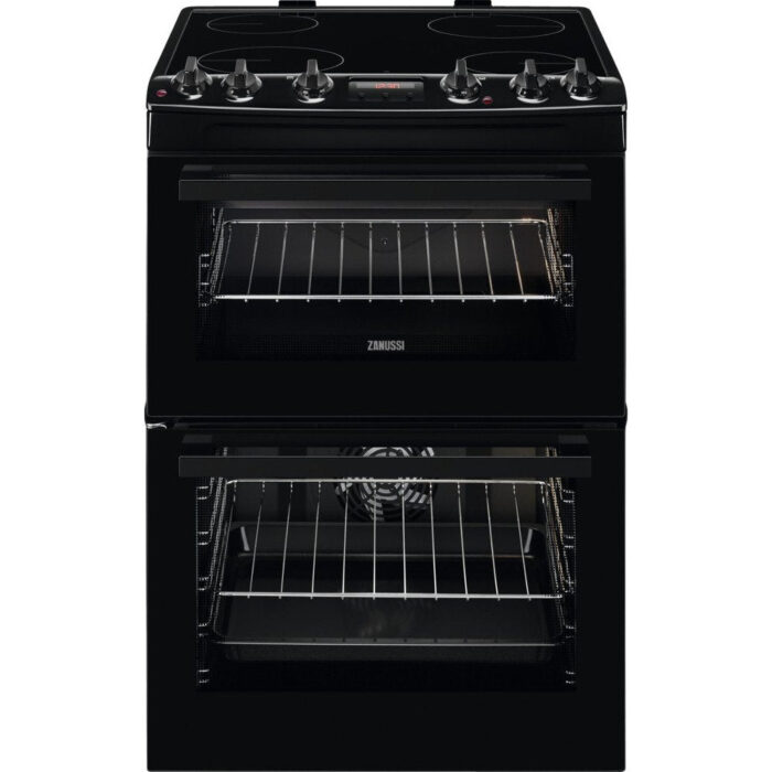 Zanussi ZCV66250BA Ceramic Electric Cooker with Double Oven Black - Image 1