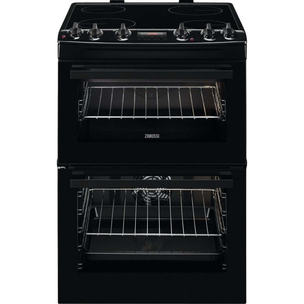 zanussi-zcv66250ba-ceramic-electric-cooker-with-double-oven-black-black-1082446108 Zanussi ZCV66250BA Ceramic Electric Cooker with Double Oven Black - Image 1
